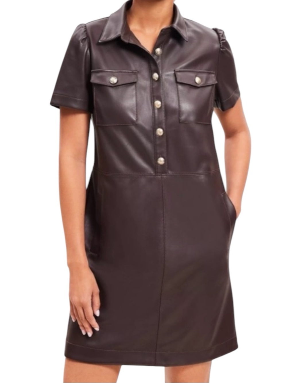 LOFT Faux Leather Shift Dress